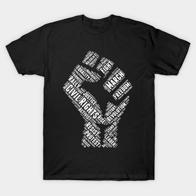 African American Civil Rights Fist Justice Design T-Shirt by TeeShirt_Expressive